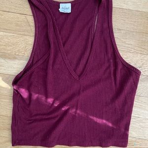 maroon tank top